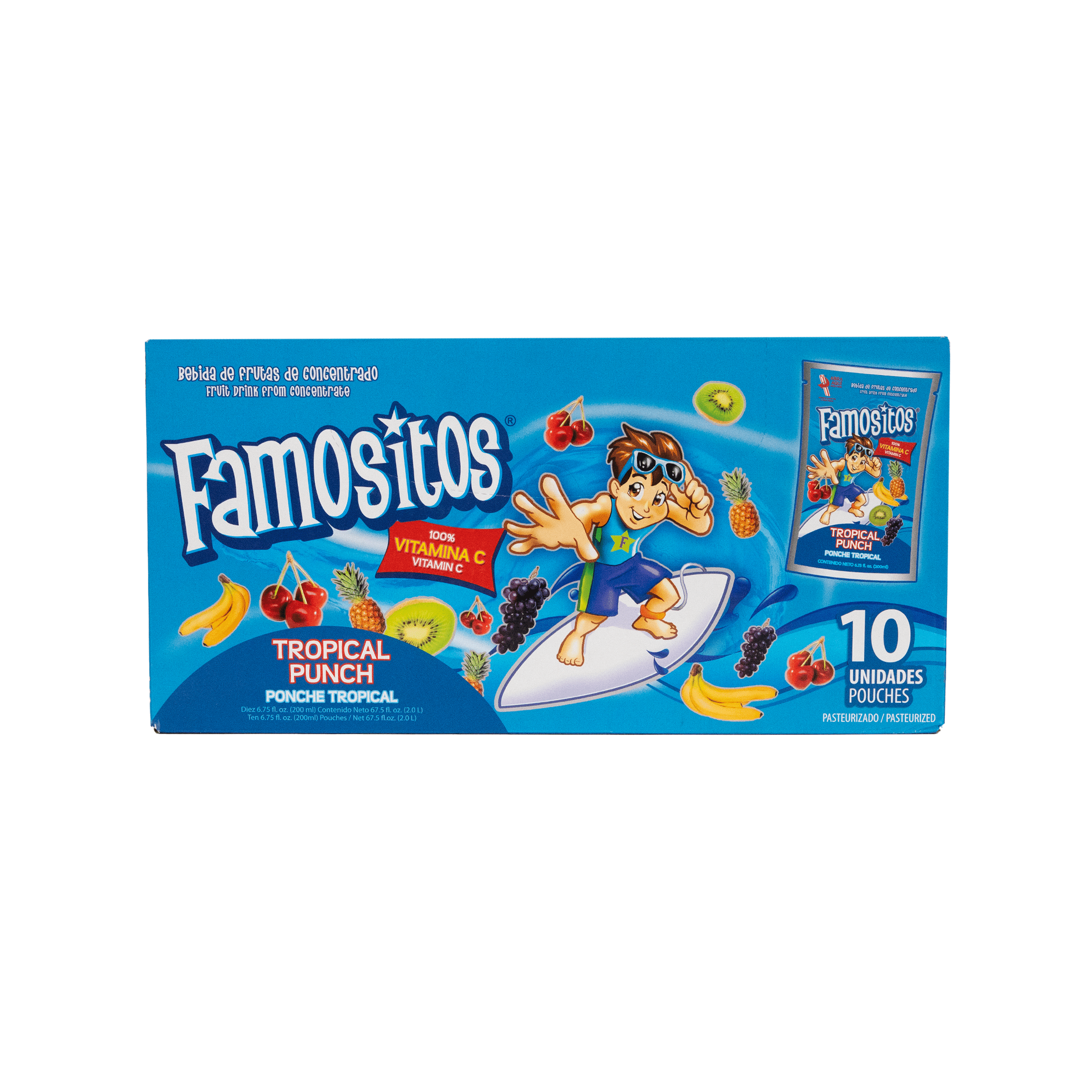 Famositos Concentrated Liquid Tropical Punch Fruit Drink, 10 Pack 6.75oz, Shelf Stable Cardboard Box