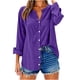 thumbnail image 4 of Neewe Womens Plain V Neck Button Down Shirts Long Sleeve Tops Casual Collared Blouses Loose Fit, 4 of 6