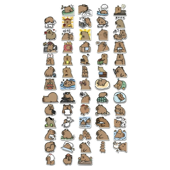 Zeiwohndc 62pcs Capybara Animal Stickers SelfAdhesive Decals For Scrapbooking Suitcase
