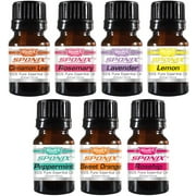 Essential Oil Gift Set of 7 Aromatherapy ( 7 x 10 mL ) - Frankincense Cinnamon Leaf Peppermint Sweet Orange Rosemary Lemon Rosehip - Made with 100% Pure Therapeutic Grade Essential Oils by Sponix