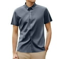 thumbnail image 1 of Men's Business Casual Tee Shirt Solid Color Short Sleeve Button Down Wear Smooth Comfortable Top, 1 of 5