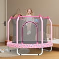 thumbnail image 2 of 55" Toddler Trampoline with Enclosure Net, SHINPT Child's Mini Trampoline with Basketball Hoop, Round Recreational Tranpolines for Birthday Gifts, Kids Trampoline for Aged 3-6, Indoor & Outdoor, 2 of 6
