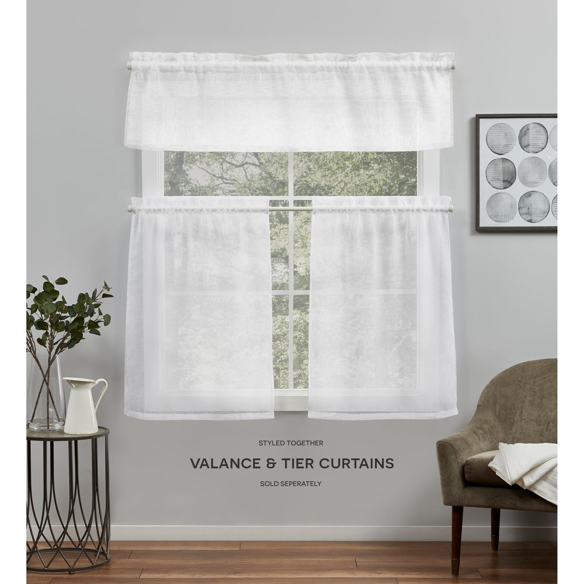 Exclusive Home Curtains Belgian Tailored Sheer Rod Pocket Valance, 54x16, White