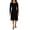 Black, variant on LAUREN RALPH LAUREN Womens Black Embroidered Lace Floral Long Sleeve Jewel Neck Below The Knee Wear To Work Fit   Flare Dress 12