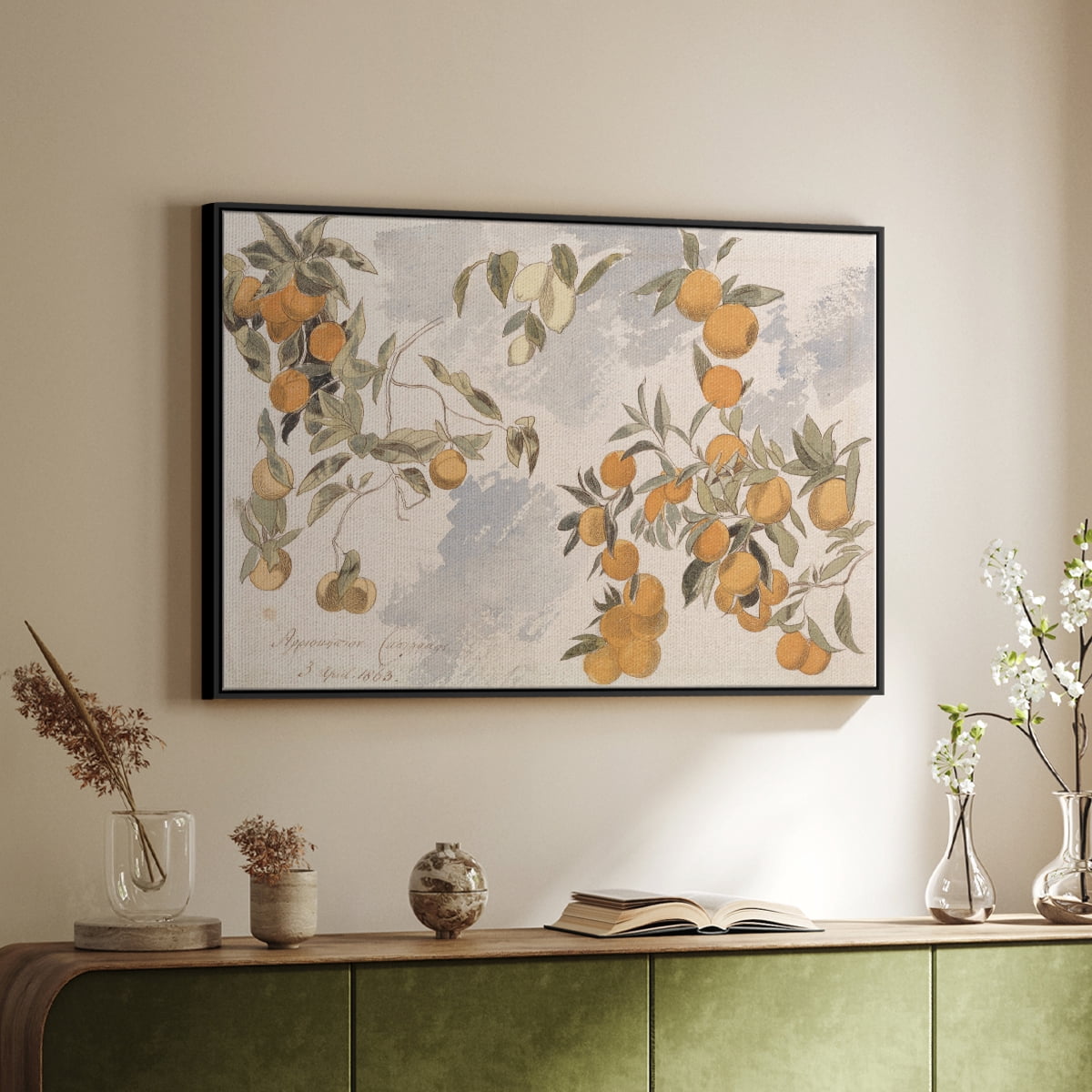 Vintage Botanical Print-IV By Wexford Home Framed in Black Wood Gallery Wrapped Canvas 17 in. x 25 in.