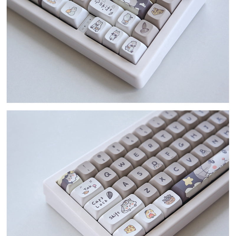 132 Keys Cute Mouse Theme Keycaps XDA Profile Key Caps English for 61/64/68/84/87/96/98/104 Mechanical Keyboard Keycaps