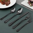 thumbnail image 4 of Mirdinner 20 Piece Silverware Set, Stainless Steel Mirror Polish Cutlery Set, Service for 4, Tableware/Flatware Set include Knife Fork Spoon, Dishwasher Safe, for Home Kitchen Restaurant, Black, 4 of 7