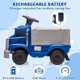 thumbnail image 2 of Coche eléctrico interactivo para niños 6V, automóvil para bebés con área de almacenamiento grande, música, 2 faros, 5 luces LED, incluye batería recargable 6V (azul oscuro), 2 of 7