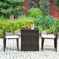 thumbnail image 4 of Gymax 3 PCS Cushioned Wicker Patio Furniture Set Seat Sofa Outdoor No Assembly Brown, 4 of 9