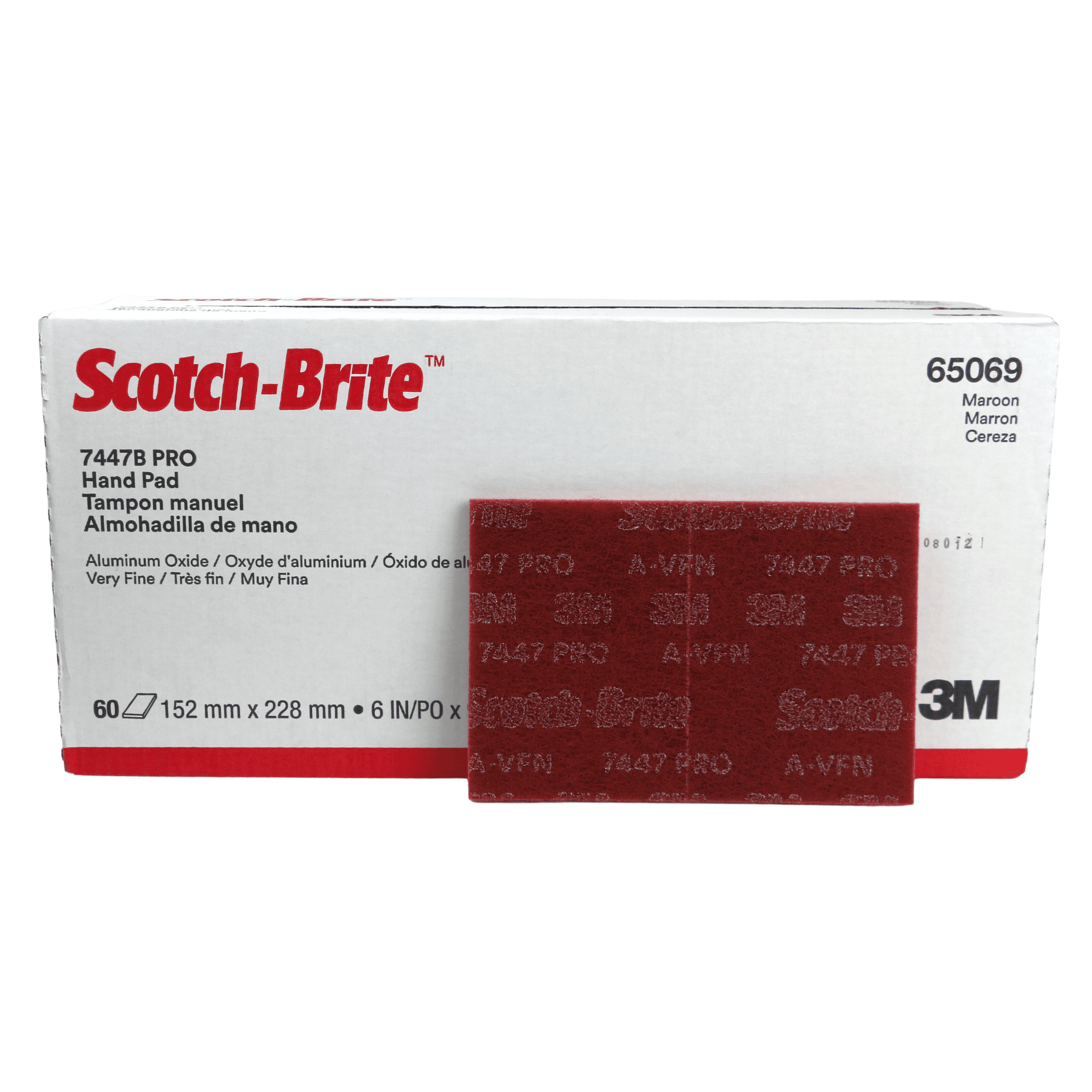 Scotch-Brite 7447B Pro Hand Pad [Very Fine]: 6 in. x 9 in. (Red) 5-pack