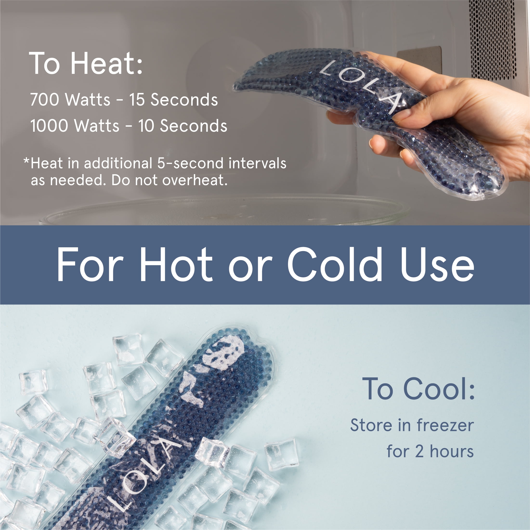 (2 pack) LOLA Hot & Cold Perineal Gel Pads - For Postpartum Relief - BPA Free - 2 Reusable Hot & Cold Gel Packs with 24 Disposable Sleeves