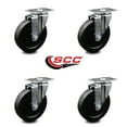 thumbnail image 2 of 5 Inch Soft Rubber Wheel Swivel Top Plate Caster Set Service Caster Brand, 2 of 2