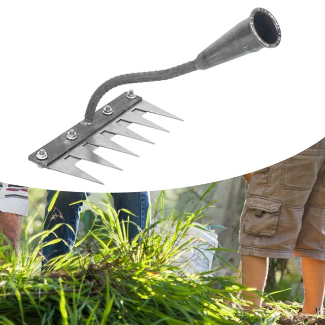 DYNWAVECA Râteau de Jardin, Outil à Main Pratique, Robuste et Polyvalent pour Jardinage, Extérieur, Jardinage, 6 Dents