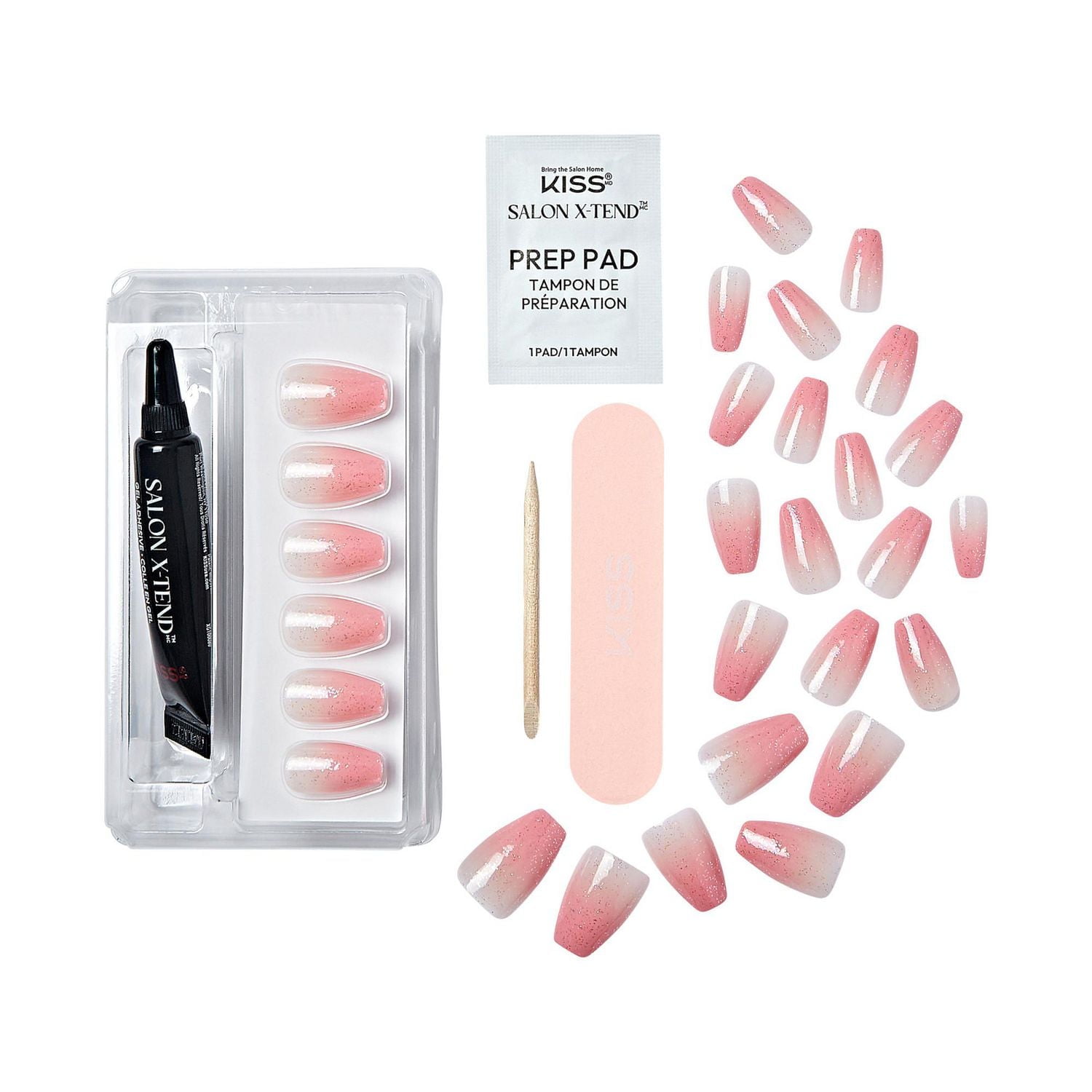 KISS Salon X-Tend Gel doux LED, Detox, Moyen Ballerine, 30u.
