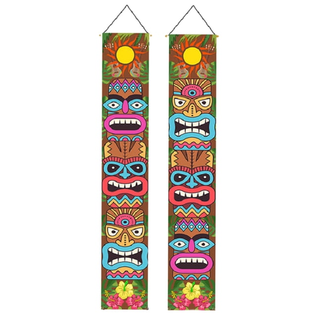 Abbracc 1Pair Banners Hawaiian Selfie Scene Create Atmosphere Palm Tree Decoration Photo