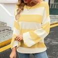 thumbnail image 5 of Sweaters for Women Color Block Stripe Knit Sweater Lightweight Pullover Top Fall Fashion 2023 Yellow, 5 of 9
