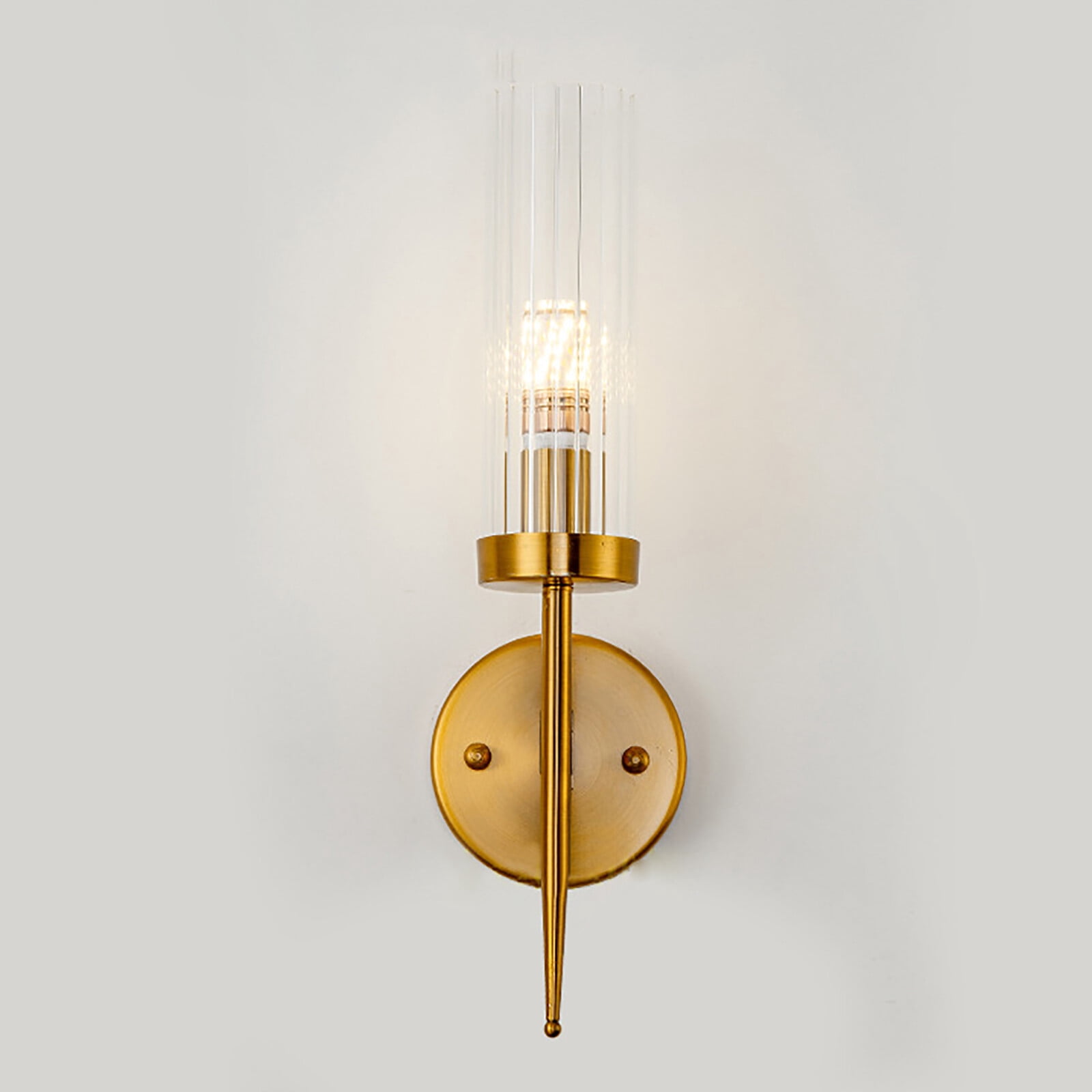 DENEST 1-Light Gold Modern Wall Sconce with Glass Shade for Bedroom Living Room