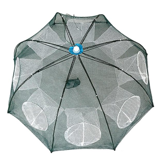 Red de pesca, jaula para camarones, red plegable de nailon para trampa de peces (blanco, 8 agujeros) Tmvgtek pescar