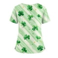 thumbnail image 3 of Women's Holiday Scrub Top - Cute St. Patrick's Day Shamrock Print V-Neck Short Sleeve Nurse Uniform Green XL, 3 of 3