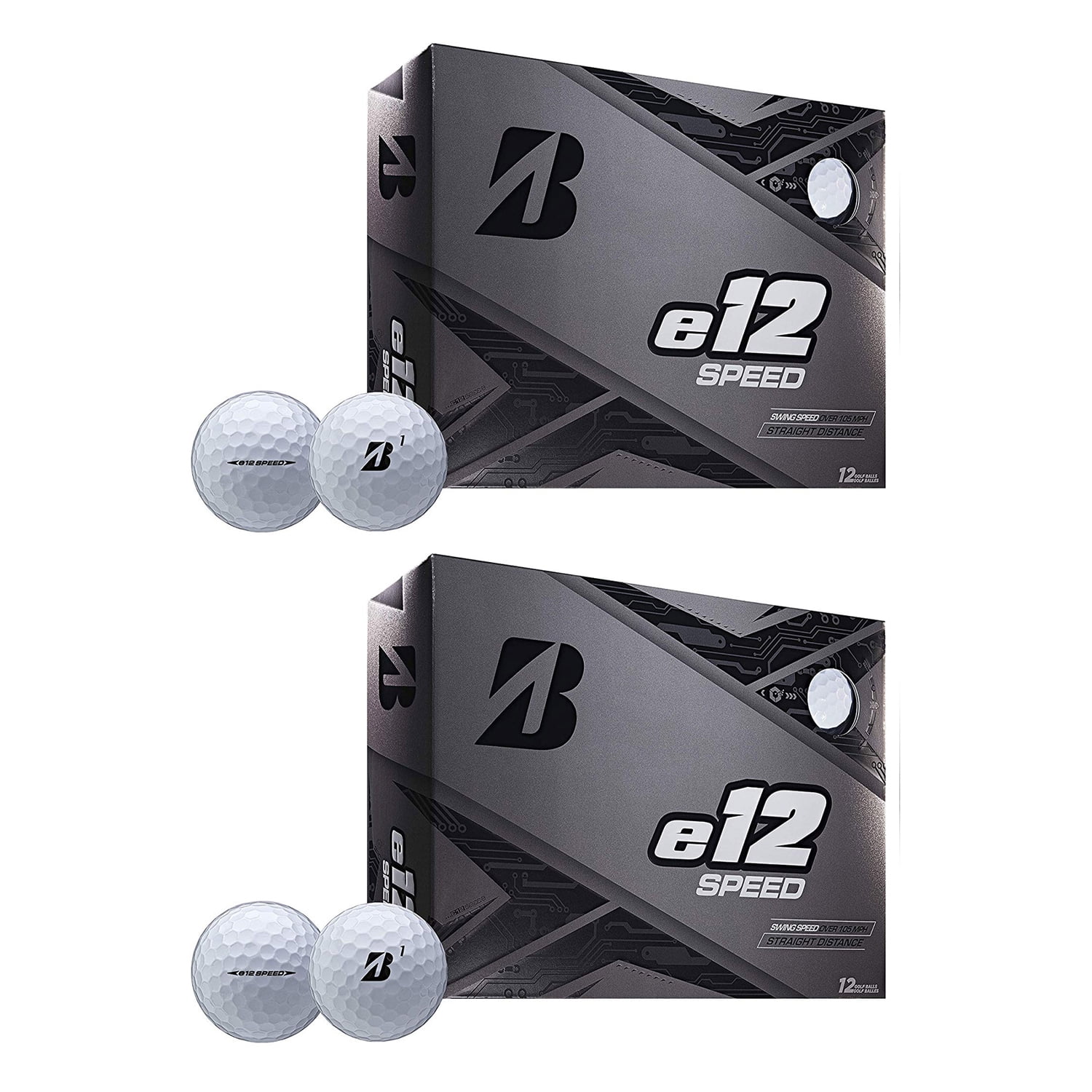 Bridgestone Golf Series e12 Speed Distance Golf Balls, White (1 Dozen) (2 Pack)