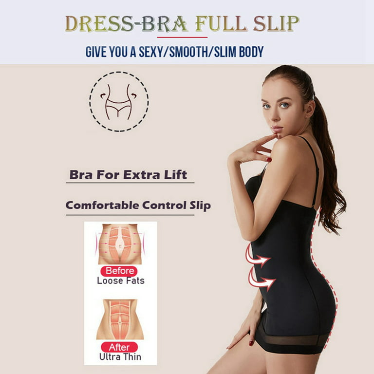 Open Bust Tummy Control Shapewear Slip Dress Without Bra