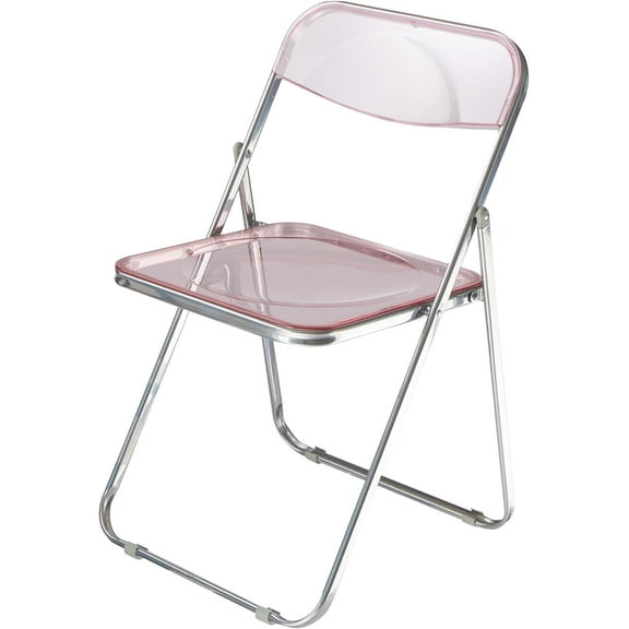 Urban Shop Transparent Acrylic Modern Folding Chair with Chrome Frame, Blush