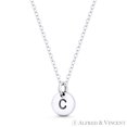 thumbnail image 2 of Initial Letter "C" Engraved Tiny 11x8mm (0.4"x0.3") Circle Pendant & Chain Necklace in .925 Sterling Silver, 2 of 3