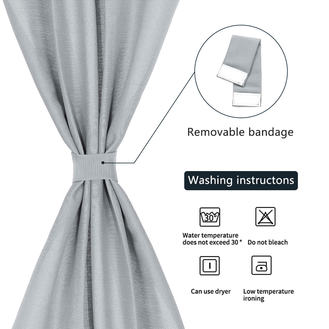 Unique Bargains French Door Window Blackout Curtain Panel Gray 25" x 72"