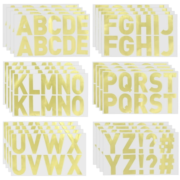 Uxcell Letter Stickers 2.5", Self Adhesive Vinyl Large Alphabet Number Stickers, Gold 240 Pcs/ 24 Sheets