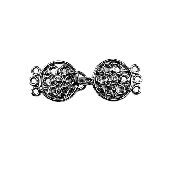 CR-231 Black Rhodium Overlay Multi Strand Clasp With 3 Hole