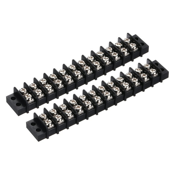Uxcell Terminal Block 300V 20A Dual Rows 12P Circuit Screw Terminals for Wire Connection