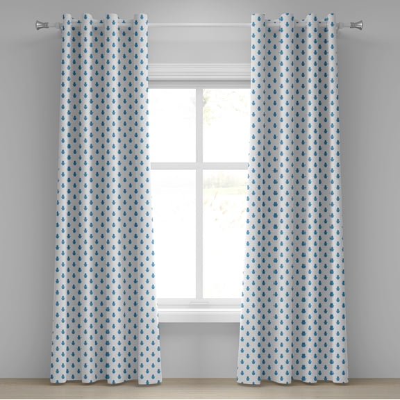 Ambesonne Hamsa Grommet Curtain, Cartoon Hand Eye, 50" x 72", Dark Blue and Blue