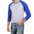 thumbnail image 5 of Men's Long Sleeve Crew Neck Baseball Shirt, Casual Dynamic Cotton Raglan T Shirts, Royal Blue/Heather Gray XL, 1 Count, 1 Pack, 5 of 7