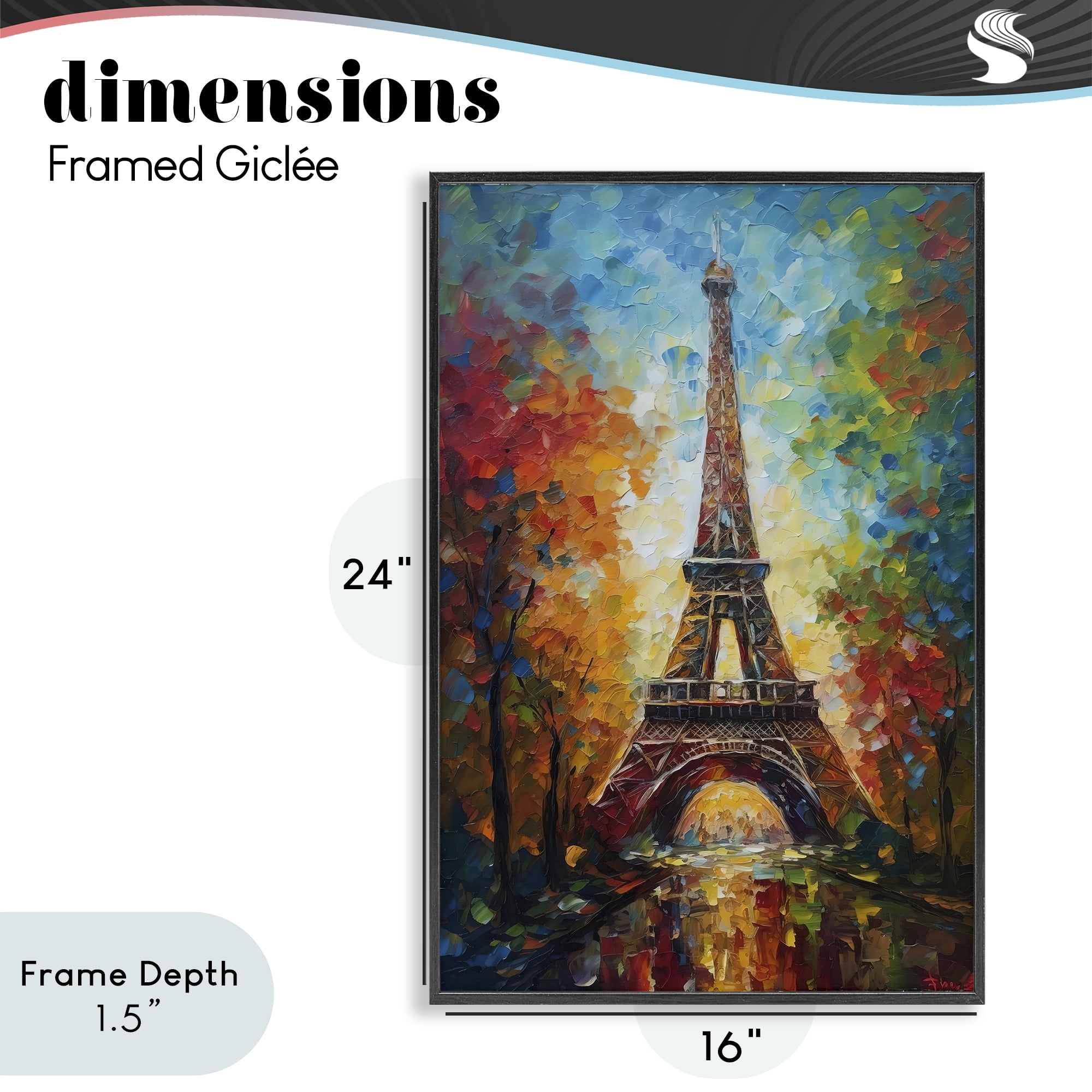 Stupell Industries Colorful Reflection at Eiffel Tower Black Framed Giclee Art, design by Creative Studio