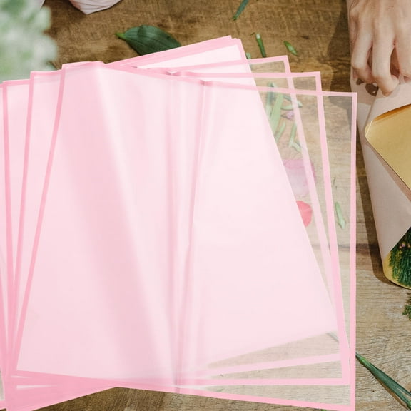 HEMOTON 20 Sheets Floral Wrapping Tissue Flower Packing Paper Sand Paper 58X58cm Pink