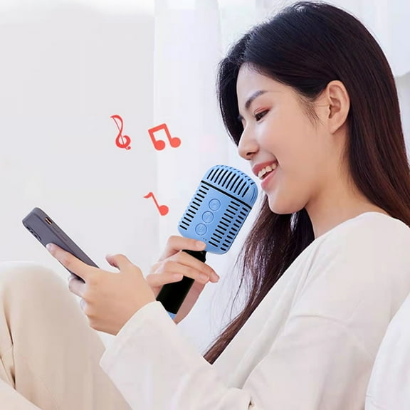 Latrodar New Mobile Phone Bluetooth Wireless KTV Budget-Friendly rated Toddler KTV Blue Home Essentials