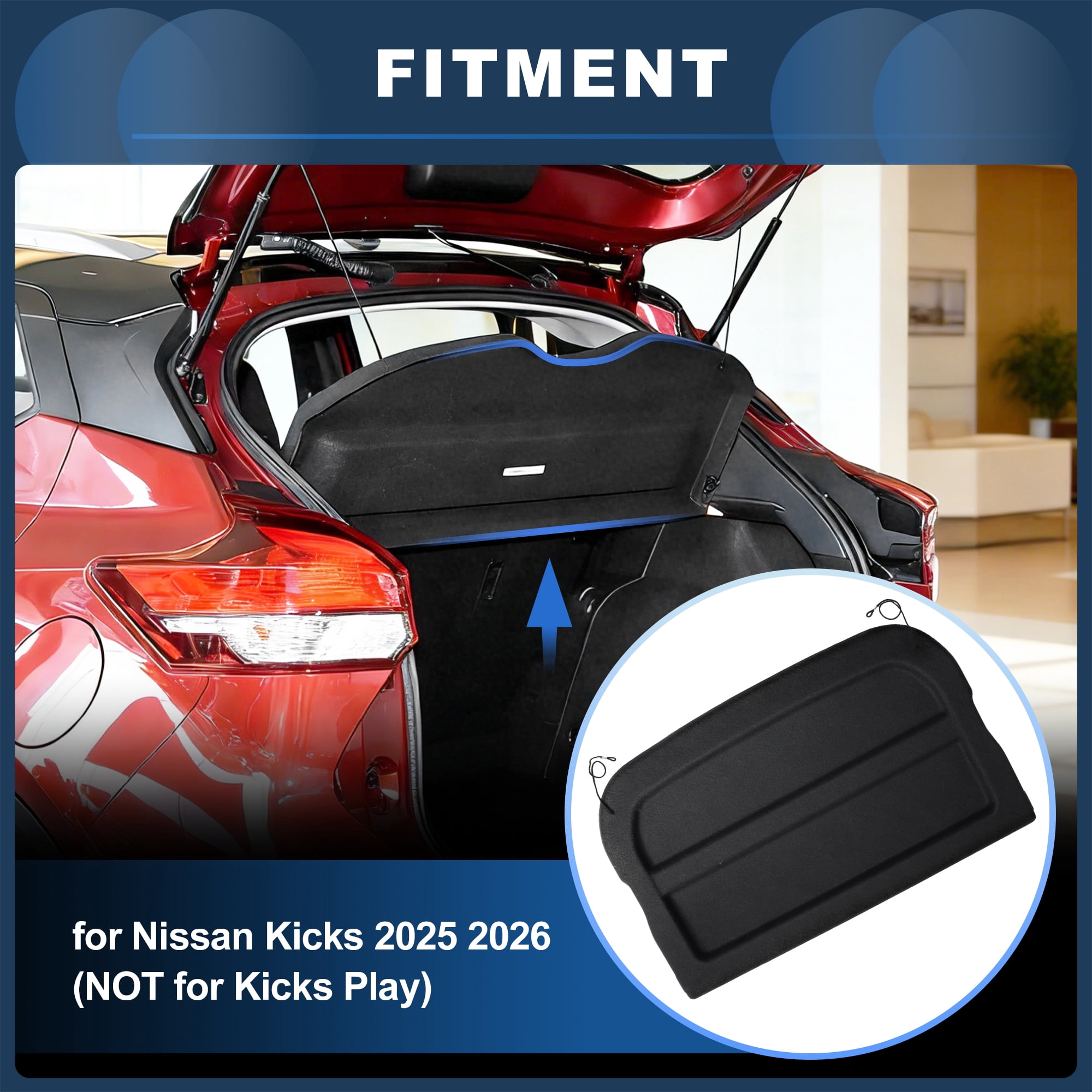 Unique Bargains Cargo Cover for Nissan Kicks 2025 2026 Rear Trunk Shade Non-Retractable
