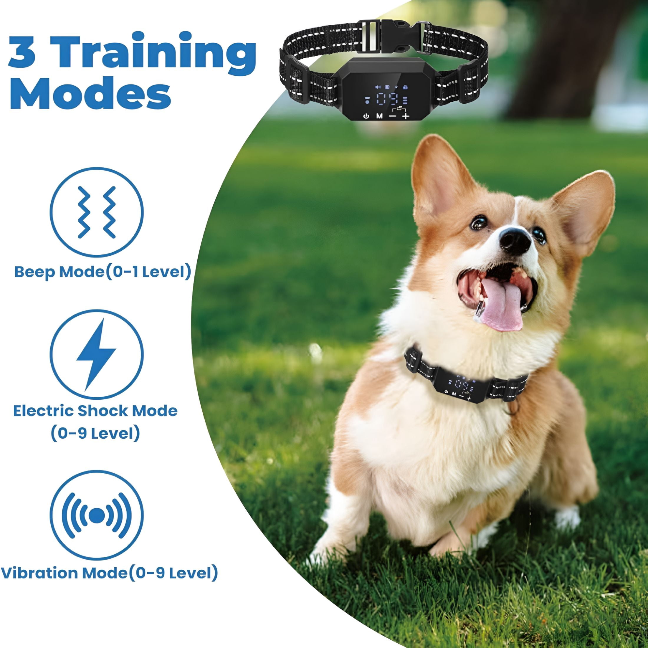 GJX Wireless Dog Fence, GPS Dog Collar System with 3 Warning Modes, Outdoor Use Rechargeable Wireless Pet Fence, Range 98-3280 FT