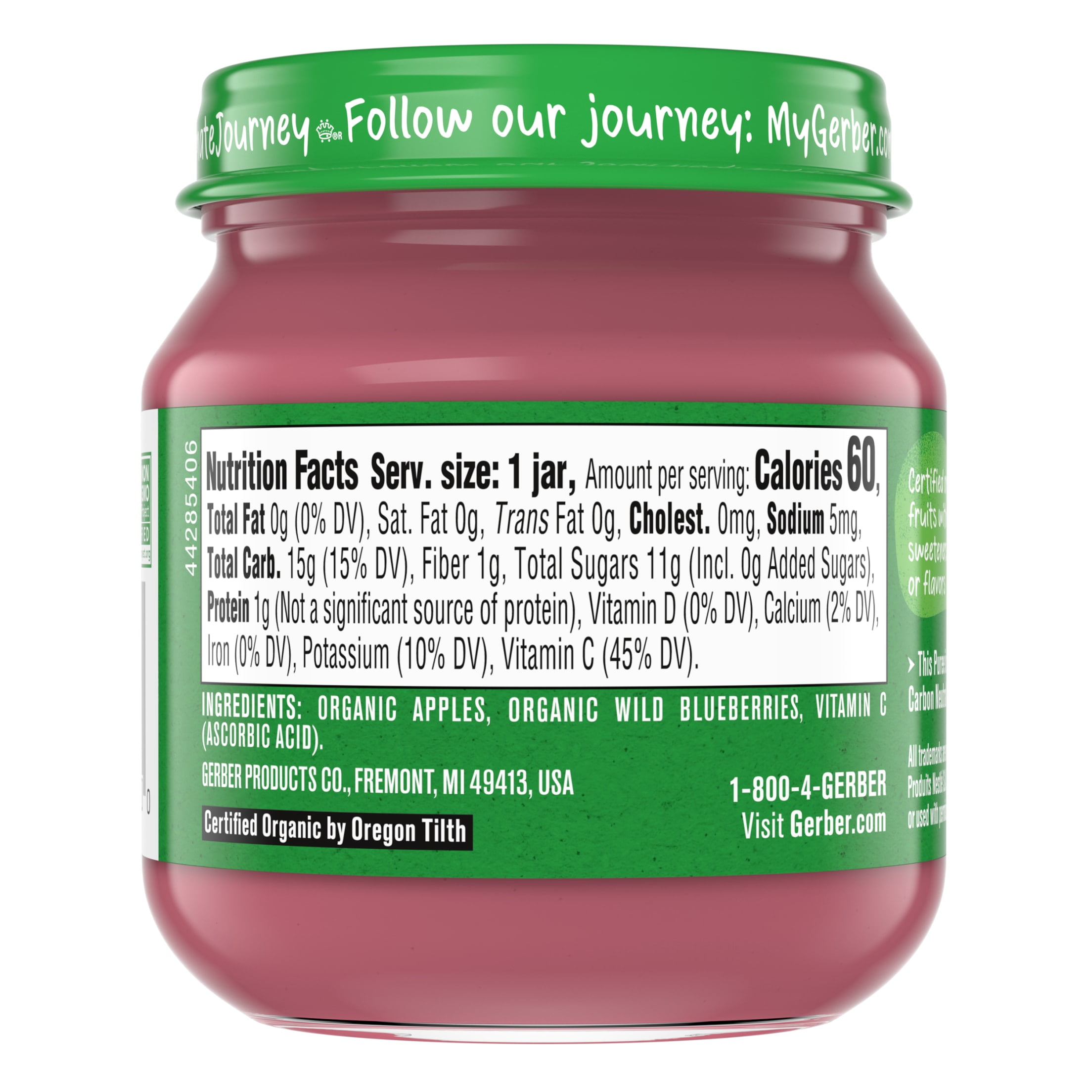 (Pack of 10) Gerber 2nd Foods Organic Apple Wild Blueberry Baby Food, 4 oz Jars