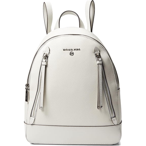 Michael Kors Brooklyn Medium Leather Backpack, Optic White