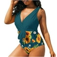 thumbnail image 1 of asdoklhq Plus Size Swimsuit for Women,Women's One-Piece Sunflower Print Color Blocking Lace Up Plus Size Overlay Print Bikini Swimsuit, 1 of 8