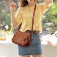 thumbnail image 2 of Bolso de hombro Vintage de Color sólido, bandolera Retro, bolso de mujer, bolso de cuero suave con textura de gran capacidad, 2 of 5