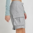 thumbnail image 5 of MIUOWANP Women's Elastic Waist Shorts Solid Color Drawstring Waist Shorts with Pockets Breathable Relaxed Fit Shorts Size S(4)Gray, 5 of 6