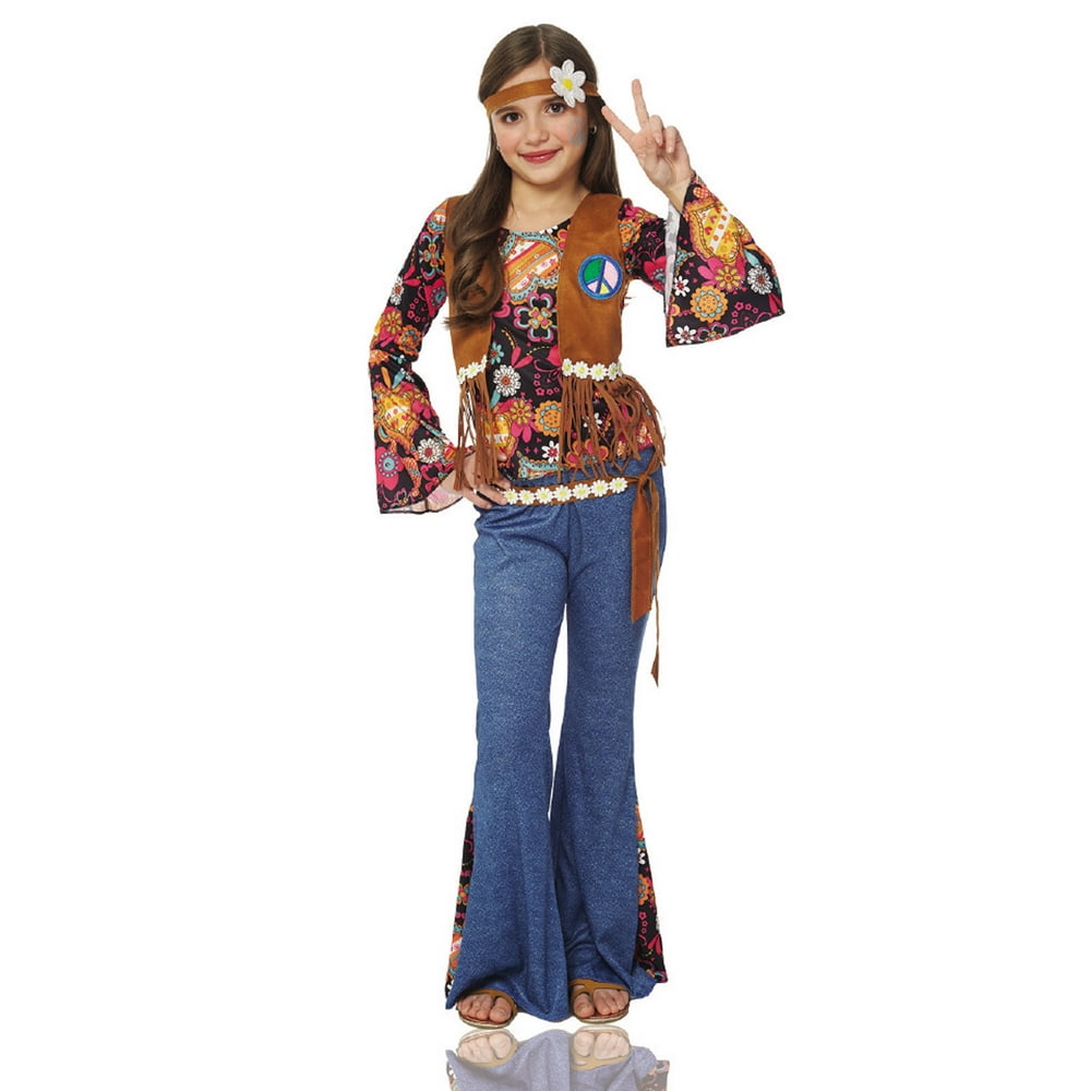 Peace Out Girls Hippie 70S Flower Child Halloween Costume