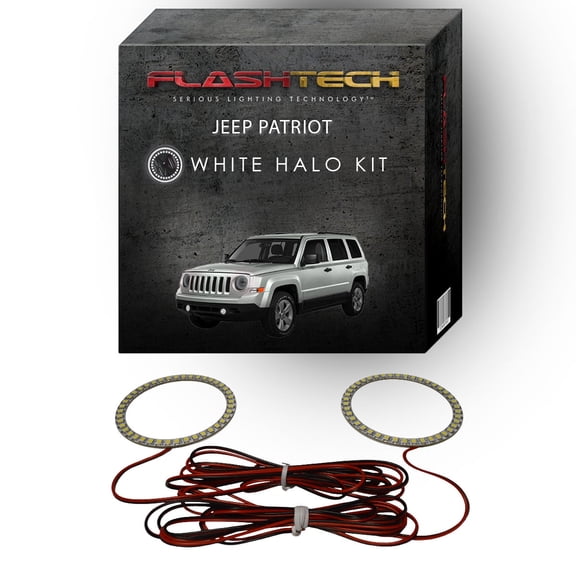 Flashtech White Angel Eye LED Fog Light Halo kit for 2011-2015 Jeep Patriot Fog Lights