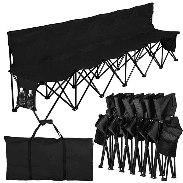 Portable Folding Team Sports Sideline 6 Seater Bench Outdoor Waterproof Carrybag 