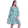 thumbnail image 3 of Moomaya Designer Printed Short Flared Dress Full Sleeve Velvet Tunic Dresses For Women, 3 of 7