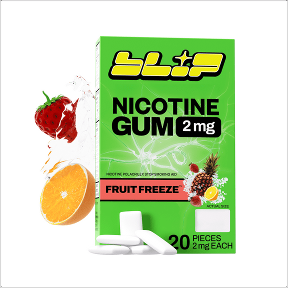 Blip Nicotine Gum, 2 mg, Fruit Freeze, 20 Count