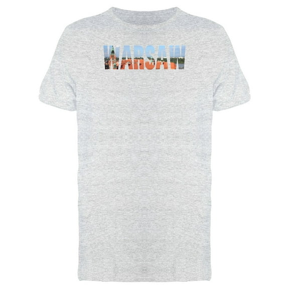 Cityscape On Warsaw City Name T-Shirt Men -Image by Shutterstock, Male Small