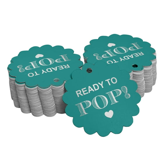 Inkdotpot Ready To Pop Baby Shower Bottle Tag Real Silver Foil Favor Hang Tags Pack Of 50